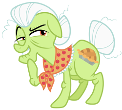 Size: 6117x5500 | Tagged: safe, artist:estories, imported from derpibooru, granny smith, earth pony, pony, absurd resolution, elderly, female, hair bun, hoof on chin, mare, raised eyebrow, raised hoof, simple background, solo, transparent background, vector