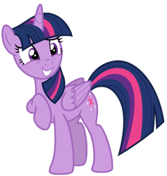 Size: 6154x6500 | Tagged: safe, artist:estories, imported from derpibooru, twilight sparkle, alicorn, pony, absurd resolution, female, mare, raised hoof, simple background, smiling, solo, transparent background, twilight sparkle (alicorn), vector