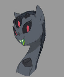 Size: 446x536 | Tagged: safe, artist:carnifex, imported from derpibooru, oc, oc only, monster pony, original species, spiderpony, bust, gray background, monster mare, simple background, solo