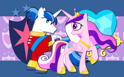 Size: 2560x1600 | Tagged: safe, artist:alicehumansacrifice0, artist:epic-panda17, artist:php11, artist:zutheskunk edits, edit, imported from derpibooru, princess cadance, shining armor, a canterlot wedding, cutie mark, vector, wallpaper, wallpaper edit