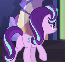 Size: 298x285 | Tagged: safe, imported from derpibooru, screencap, starlight glimmer, pony, unicorn, the crystalling, butt, cropped, female, glimmer glutes, mare, plot, solo, twilight's castle, underhoof