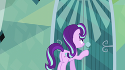 Size: 1280x720 | Tagged: safe, imported from derpibooru, screencap, starlight glimmer, pony, unicorn, the crystalling, butt, female, mare, plot, raised hoof, solo