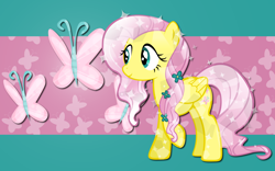 Size: 2560x1600 | Tagged: safe, artist:alicehumansacrifice0, artist:kibbiethegreat, artist:ooklah, artist:zaeinn, edit, imported from derpibooru, fluttershy, crystal pony, pegasus, pony, crystallized, cutie mark, female, flower, flower in hair, mare, solo, wallpaper, wallpaper edit