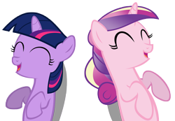 Size: 7934x5500 | Tagged: safe, artist:drfatalchunk, imported from derpibooru, princess cadance, twilight sparkle, pony, unicorn, a canterlot wedding, .psd available, absurd resolution, eyes closed, female, filly, filly twilight sparkle, laughing, mare, on back, simple background, teen princess cadance, transparent background, vector, younger