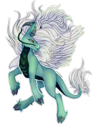 Size: 2448x3264 | Tagged: safe, artist:anteabelle, imported from derpibooru, oc, oc only, oc:aeolus, kirin, pony, cloven hooves, long mane, male, parent:jade radiance, parent:vibrato, parents:oc x oc, ram horns, scaled underbelly, simple background, solo, spread wings, transparent background, whiskers, wings, yellow eyes