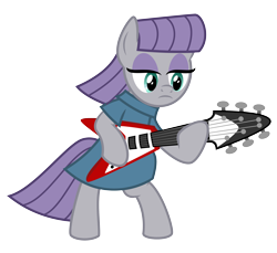 Size: 3500x3209 | Tagged: safe, artist:masem, imported from derpibooru, maud pie, earth pony, pony, female, flying v, guitar, guitarity, high res, mare, musical instrument, simple background, transparent background, vector