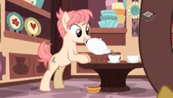 Size: 2560x1440 | Tagged: safe, imported from derpibooru, screencap, discord, raspberry vinaigrette, earth pony, pony, discordant harmony, boomerang (tv channel), cup, solo, teapot