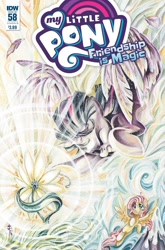 Size: 1054x1600 | Tagged: safe, artist:sararichard, idw, imported from derpibooru, fluttershy, twilight sparkle, alicorn, pony, spoiler:comic, spoiler:comic58, cover, twilight sparkle (alicorn)