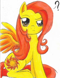 Size: 558x717 | Tagged: safe, artist:rurounigemini83, imported from derpibooru, sunburst (g1), pony, g1, g1 to g4, g4, generation leap, not fluttershy, rule 63, traditional art