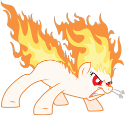 Size: 8349x7706 | Tagged: safe, artist:jadedjynx, imported from derpibooru, oc, oc only, oc:lene, pony, absurd resolution, angry, fire head, mane of fire, simple background, snorting, solo, transparent background, vector