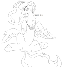 Size: 952x856 | Tagged: safe, artist:kkuyo, imported from derpibooru, princess luna, alicorn, pony, black and white, female, grayscale, monochrome, on back, simple background, solo, white background