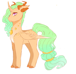 Size: 2240x2183 | Tagged: safe, artist:kittii-kat, imported from derpibooru, oc, oc only, changepony, hybrid, high res, interspecies offspring, offspring, parent:princess celestia, parent:thorax, parents:thoralestia, simple background, solo, white background