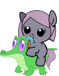 Size: 786x1017 | Tagged: artist needed, safe, imported from derpibooru, gummy, pony, baby, baby pony, cute, pacifier, ponies riding gators, ponified, riding, simple background, sonata, the puzzle hunters, transparent background