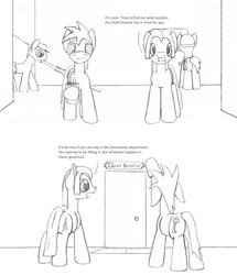 Size: 1447x1681 | Tagged: safe, artist:dsb71013, imported from derpibooru, oc, oc only, oc:night cap, oc:static signal, pony, coffee, comic, monochrome, swirly eyes