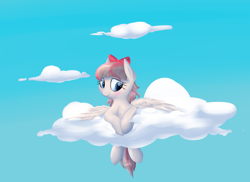 Size: 2390x1743 | Tagged: safe, artist:lux, imported from derpibooru, angel wings, pegasus, pony, cloud, cute, diawinges, female, looking at you, mare, sky, solo