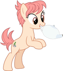 Size: 6960x7840 | Tagged: safe, artist:pink1ejack, imported from derpibooru, raspberry vinaigrette, earth pony, pony, discordant harmony, absurd resolution, bipedal, cute, mouth hold, raspbetes, rearing, simple background, solo, teapot, transparent background, vector