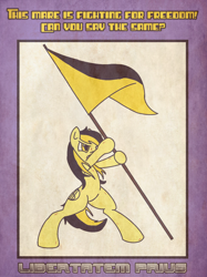 Size: 1700x2275 | Tagged: safe, imported from derpibooru, oc, oc only, oc:leslie fair, pony, /mlpol/, anarcho-capitalism, debate in the comments, female, flag, flag waving, mare, politics, solo