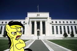 Size: 1536x1022 | Tagged: safe, imported from derpibooru, oc, oc only, oc:leslie fair, pony, /mlpol/, anarcho-capitalism, ew gay, federal reserve, politics, recolor