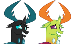 Size: 4853x3000 | Tagged: safe, artist:dashiesparkle, imported from derpibooru, thorax, changedling, changeling, .svg available, absurd resolution, alternate color palette, awkward smile, bust, high res, king thorax, male, portrait, simple background, smiling, solo, transparent background, vector