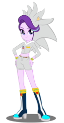 Size: 1499x2858 | Tagged: safe, artist:trungtranhaitrung, imported from derpibooru, starlight glimmer, equestria girls, belly button, boots, bracelet, clothes, clothes swap, cosplay, costume, crossover, female, hand on hip, high res, hoodie, jewelry, looking at you, midriff, shoes, shorts, silver the hedgehog, simple background, smiling, smiling at you, solo, sonic the hedgehog (series), transparent background, vector