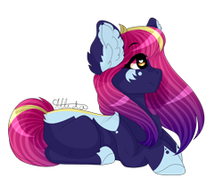 Size: 2000x1600 | Tagged: safe, artist:skimea, imported from derpibooru, oc, oc only, oc:mei, earth pony, pony, female, mare, prone, simple background, solo, transparent background