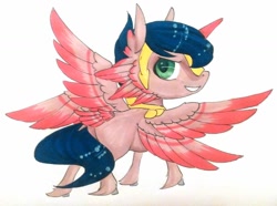 Size: 1024x760 | Tagged: safe, artist:oneiria-fylakas, imported from derpibooru, oc, oc only, oc:mu, oc:mü, alicorn, pony, seraph, seraphicorn, chibi, multiple wings, simple background, solo, traditional art, white background