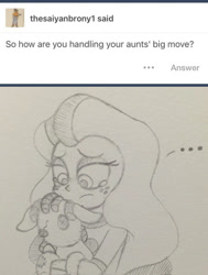 Size: 500x660 | Tagged: safe, artist:carouselunique, imported from derpibooru, smarty pants, oc, oc:honeycrisp blossom, pony, series:sciset diary, offspring, parent:big macintosh, parent:princess cadance, parents:cadmac, sad