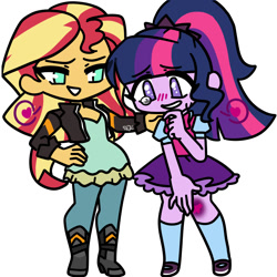 Size: 1000x1000 | Tagged: safe, artist:fazzfuck, imported from derpibooru, sci-twi, sunset shimmer, twilight sparkle, equestria girls, blushing, bruised, clothes, crying, duo, female, heart, jacket, leather jacket, lesbian, ponytail, scitwishimmer, shipping, simple background, sunsetsparkle