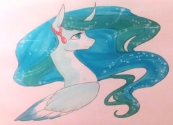 Size: 1024x740 | Tagged: safe, artist:oneiria-fylakas, imported from derpibooru, oc, oc only, oc:marina, alicorn, pony, bust, female, mare, portrait, solo, traditional art