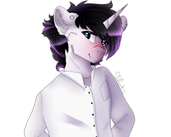 Size: 2000x1600 | Tagged: safe, artist:skimea, imported from derpibooru, oc, oc only, anthro, unicorn, bust, clothes, male, portrait, scar, simple background, solo, stallion, transparent background