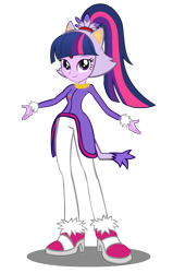 Size: 1746x2752 | Tagged: safe, artist:trungtranhaitrung, imported from derpibooru, twilight sparkle, equestria girls, blaze the cat, clothes, cosplay, costume, crossover, female, looking at you, simple background, smiling, solo, sonic the hedgehog (series), transparent background, twilight sparkle (alicorn)