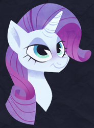 Size: 1765x2398 | Tagged: safe, artist:spacekitsch, deleted from derpibooru, imported from derpibooru, rarity, pony, unicorn, bust, portrait, simple background, smiling, solo