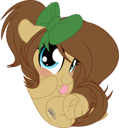 Size: 1024x1099 | Tagged: safe, artist:kellythedrawinguni, imported from derpibooru, oc, oc only, oc:mocha latte, earth pony, pony, chibi, cute, female, looking at you, mare, simple background, solo, tongue out, transparent background, underhoof