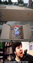 Size: 829x1543 | Tagged: safe, imported from derpibooru, rainbow dash, pony, exploitable meme, jontron, meme, vulgar