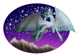 Size: 1024x724 | Tagged: safe, artist:oneiria-fylakas, imported from derpibooru, oc, oc only, pony, bat wings, flying, night, simple background, solo, transparent background