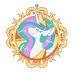 Size: 3000x3000 | Tagged: safe, artist:crownedspade, imported from derpibooru, princess celestia, alicorn, pony, crown, eyes closed, female, jewelry, mare, regalia, smiling, solo