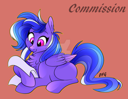 Size: 1600x1240 | Tagged: safe, artist:dragonfoxgirl, imported from derpibooru, oc, oc only, pegasus, pony, chest fluff, female, mare, mouth hold, pencil, solo, watermark, writing