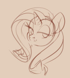 Size: 600x666 | Tagged: safe, artist:yoditax, derpibooru exclusive, imported from derpibooru, rarity, pony, bust, female, grayscale, lidded eyes, monochrome, portrait, simple background, sketch, solo