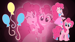 Size: 1366x768 | Tagged: safe, artist:blackgryph0n, artist:jerimin19, artist:kysss90, edit, imported from derpibooru, pinkie pie, earth pony, pony, equestria girls, female, human ponidox, self ponidox, solo, vector, wallpaper, wallpaper edit, zoom layer