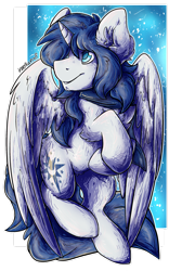 Size: 1601x2560 | Tagged: safe, artist:iroxykun, imported from derpibooru, oc, oc only, oc:prince nova, alicorn, pony, clothes, cutie mark, horn, male, scarf, solo, stallion, wings