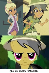 Size: 593x871 | Tagged: safe, imported from derpibooru, chestnut magnifico, daring do, pony, equestria girls, movie magic, spoiler:eqg specials, comparison, india movie set, spanish