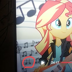 Size: 1386x1386 | Tagged: safe, imported from derpibooru, screencap, sunset shimmer, pony, equestria girls, mistake, music, music notes