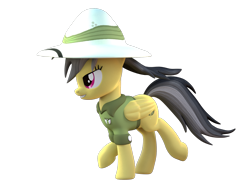 Size: 1600x1200 | Tagged: safe, artist:melodiousmarci, imported from derpibooru, daring do, pegasus, pony, 3d, blender, clothes, female, hat, running, simple background, solo, transparent background