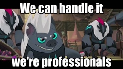 Size: 640x360 | Tagged: safe, edit, edited screencap, imported from derpibooru, screencap, grubber, pony, my little pony: the movie, ant-man, antman, image macro, meme, michael peña, storm guard, voice actor joke