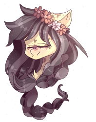 Size: 1567x1990 | Tagged: safe, artist:emily-826, imported from derpibooru, oc, oc only, oc:flower catcher, pony, bust, female, floral head wreath, flower, mare, portrait, simple background, solo, transparent background