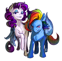 Size: 840x818 | Tagged: safe, artist:arainmorn, imported from derpibooru, rainbow dash, rarity, pony, female, hug, lesbian, raridash, shipping, simple background, smiling, smirk, transparent background, winghug