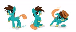 Size: 2620x1113 | Tagged: safe, artist:soshyqqq, imported from derpibooru, pony, crossover, derp, disney, drool, fedora, hat, perry the platypus, phineas and ferb, ponified, raised tail, simple background, tail, white background