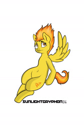 Size: 1024x1536 | Tagged: safe, artist:sunlightgryphon, imported from derpibooru, spitfire, pegasus, pony, belly button, female, mare, simple background, solo, white background