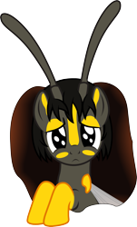 Size: 1851x3059 | Tagged: safe, artist:badumsquish, derpibooru exclusive, imported from derpibooru, oc, oc only, oc:dominiyka, original species, pony, wasp, wasp pony, female, hole, looking at you, ponified, sad, simple background, solo, transparent background