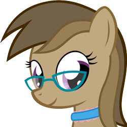Size: 512x512 | Tagged: safe, artist:the smiling pony, imported from derpibooru, oc, oc only, oc:dawnsong, earth pony, pony, .svg available, bust, choker, derpibooru badge, female, glasses, mare, portrait, simple background, smiling, solo, svg, transparent background, vector